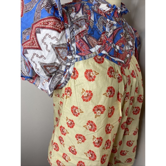 Farm Rio Ruffle-Sleeve Printed Blouse Medium M - Picture 6 of 10